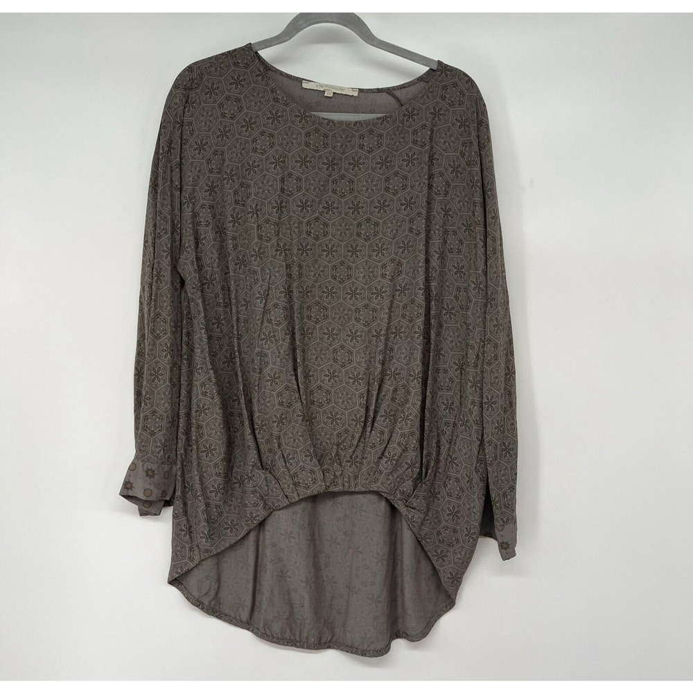 La Fee Maraboutee Tops Womens SZ 40 Brown Floral Long Sleeve Hi-Low Hem Italy